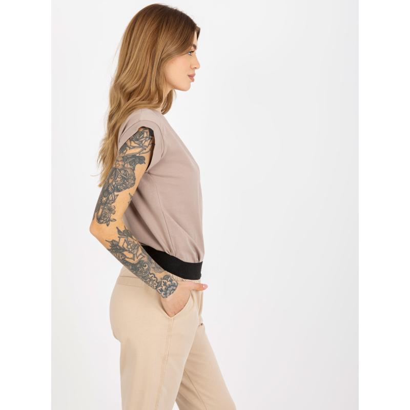 Dámské tričko REVOLUTION tmavě béžové bavlněné 