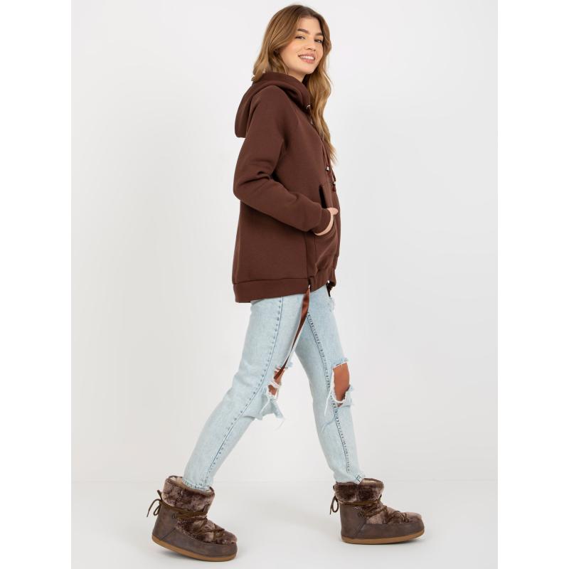 Dámska mikina s kapucňou OCH BELLA tmavo hnedá