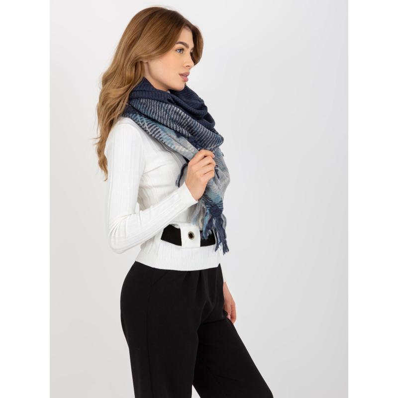 Dámská šála s třásněmi kostkovaná KOLEEN námořnicky modrá 