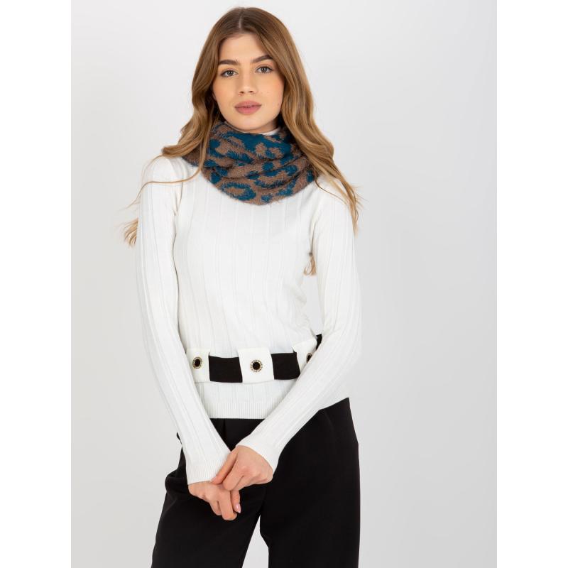 Dámský komín LEE tmavě béžový a modrý