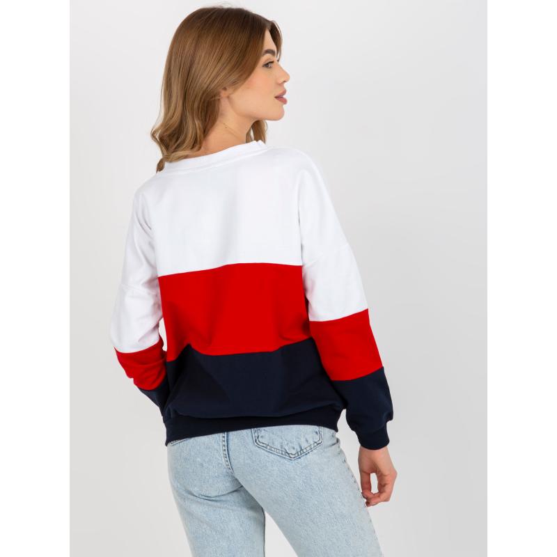 Dámská halenka s výstřihem do V RUE PARIS bílo-modrá 