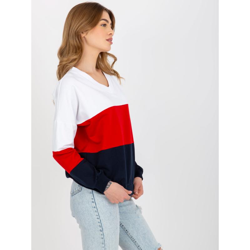 Dámská halenka s výstřihem do V RUE PARIS bílo-modrá 