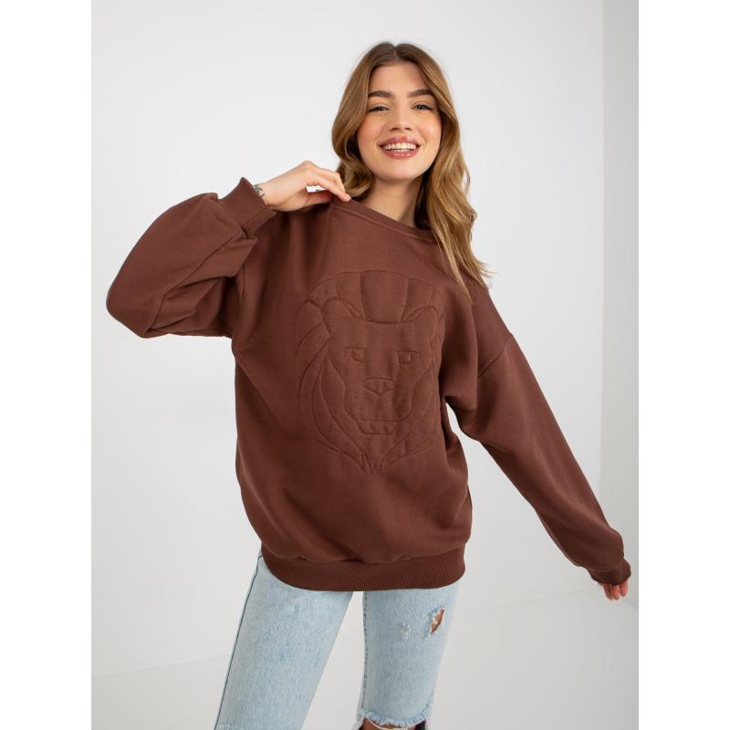 Dámská mikina s kapucí a výšivkou CAMEO hnědá 