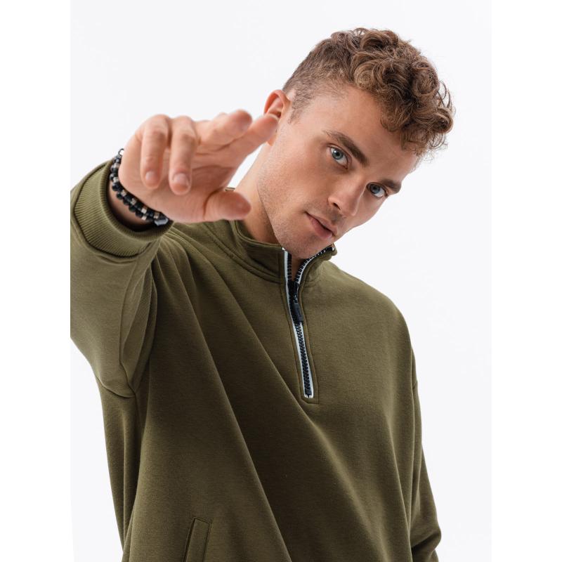 Pánska mikina so stojačikom V1 olivová