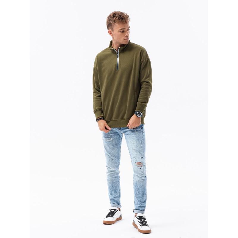 Pánska mikina so stojačikom V1 olivová