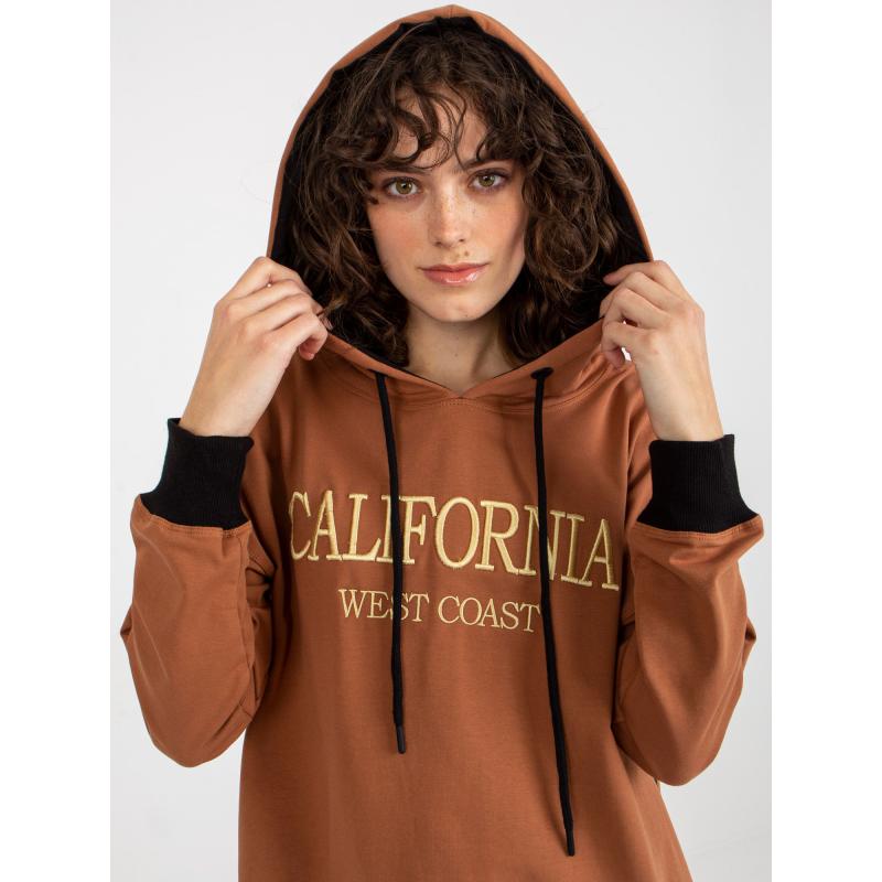 Dámská mikina s kapucí a rozparky DELLA světle hnědá 