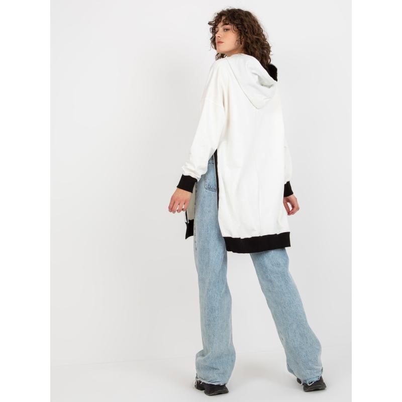 Dámska mikina s potlačou a kapucňou dlhá oversize CISSY ecru