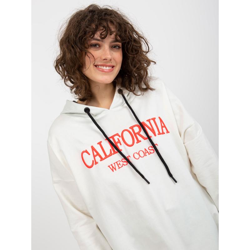 Dámska mikina s potlačou a kapucňou dlhá oversize CISSY ecru