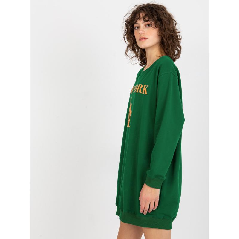 Dámská mikina oversize s nápisem KIARRA tmavě zelenooranžová  