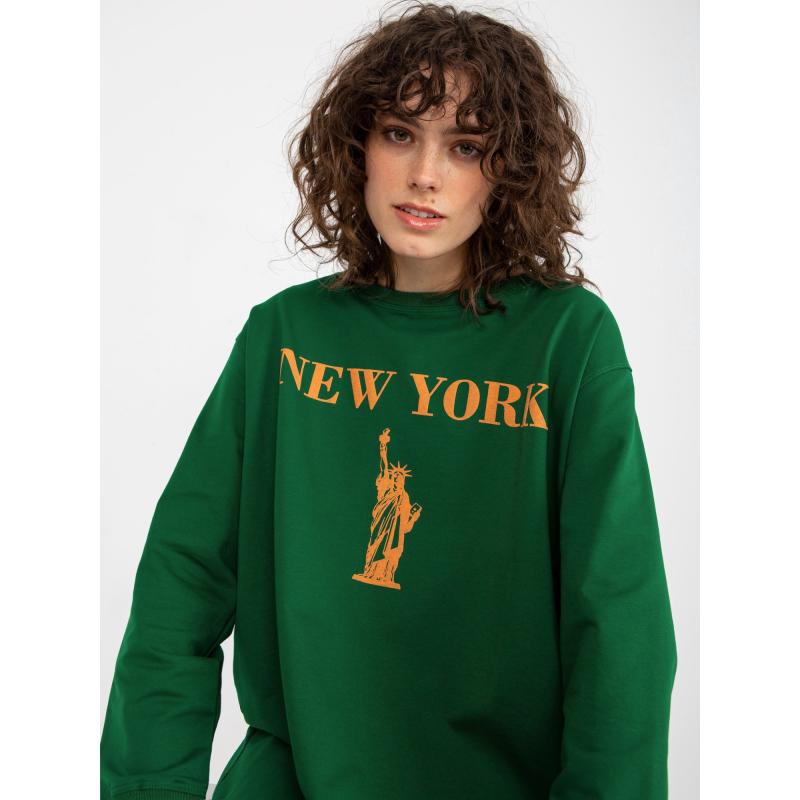 Dámská mikina oversize s nápisem KIARRA tmavě zelenooranžová  