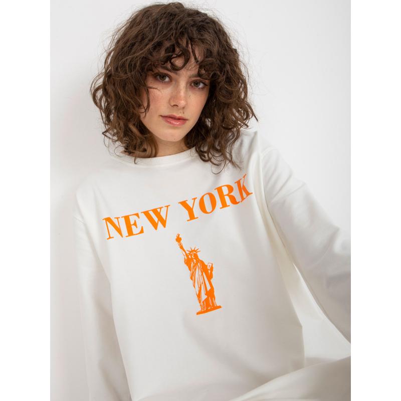 Dámska mikina s potlačou dlhá oversize ARRA ecru-orange