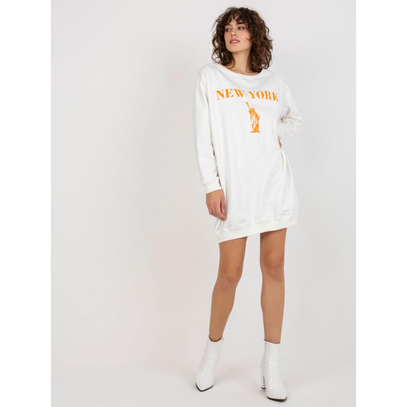 Dámska mikina s potlačou dlhá oversize ARRA ecru-orange