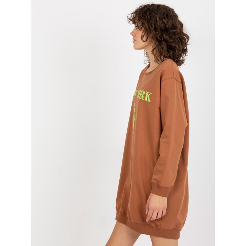 Dámská mikina s potiskem JANEL světle hnědá a zelená