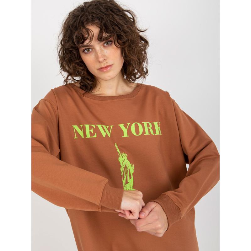 Dámská mikina s potiskem JANEL světle hnědá a zelená