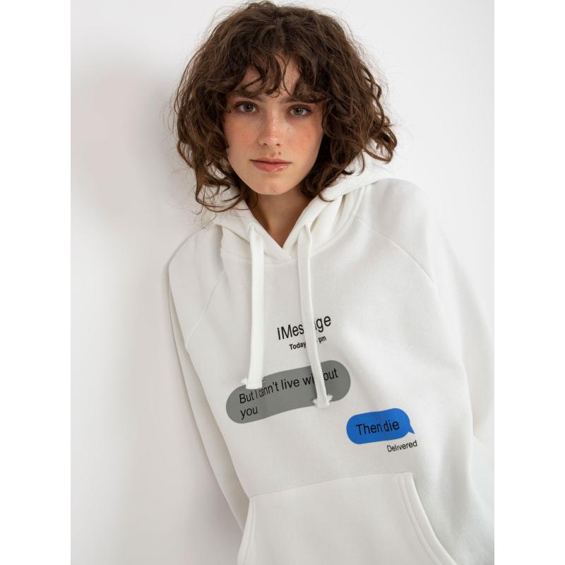 Női túlméretezett pulóver ALYS ekrü színnel