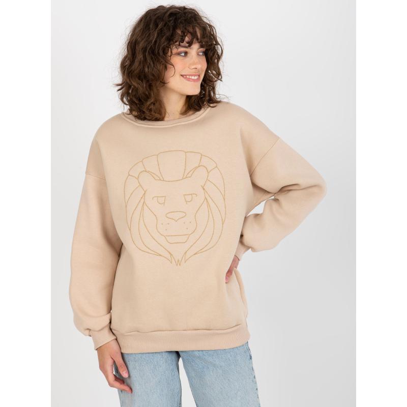 Dámská mikina s kapucí a nápisem oversize VICKI béžová 