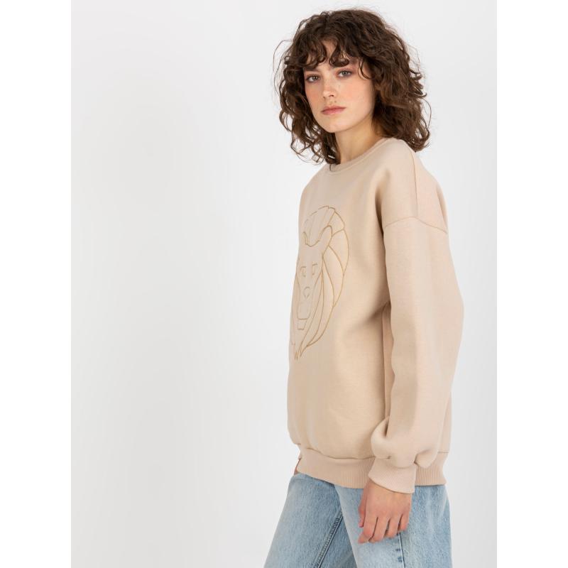 Dámská mikina s kapucí a nápisem oversize VICKI béžová 