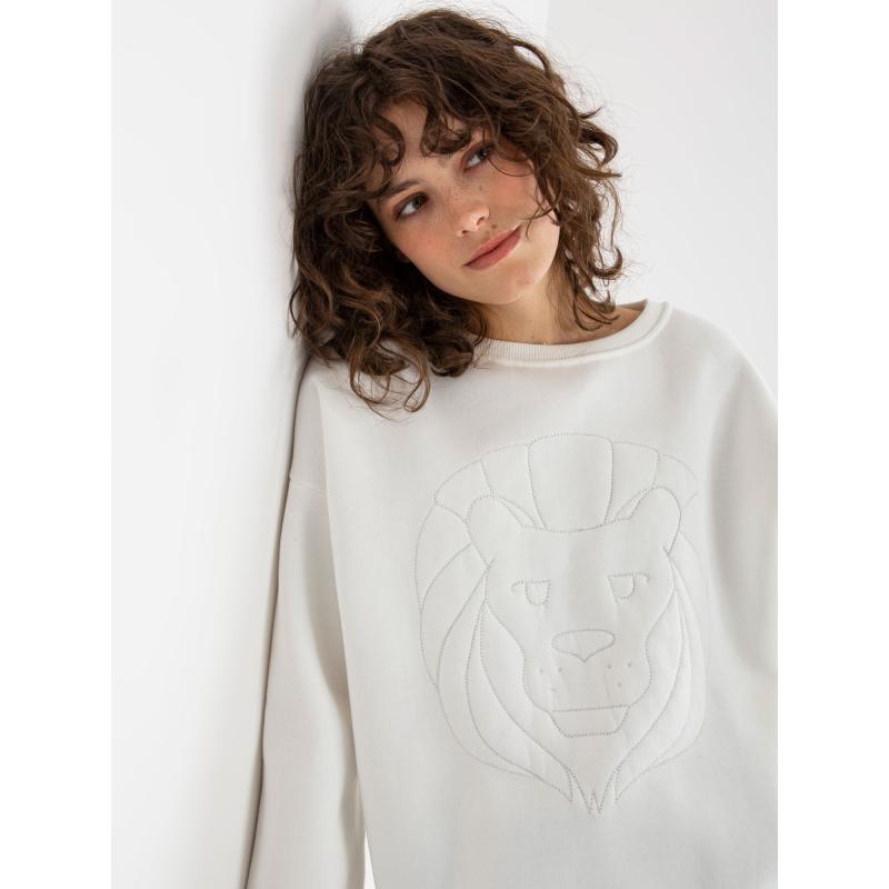 Dámská mikina bez kapuce s výšivkou CHALICE ecru 