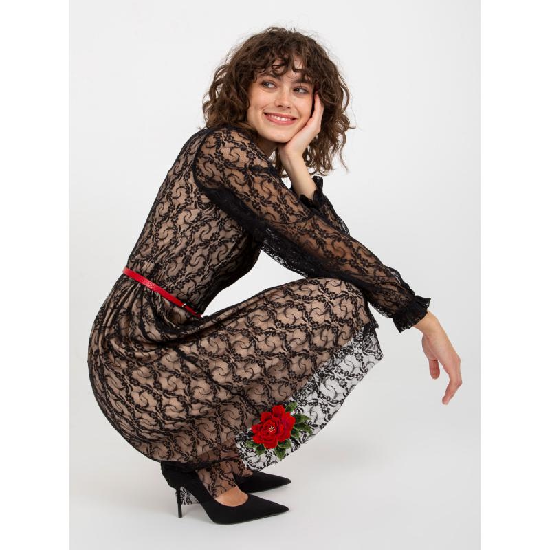 Dámské šaty s páskem ASA černé 