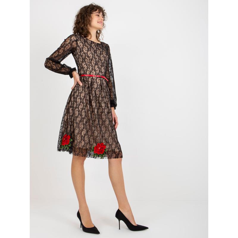 Dámské šaty s páskem ASA černé 