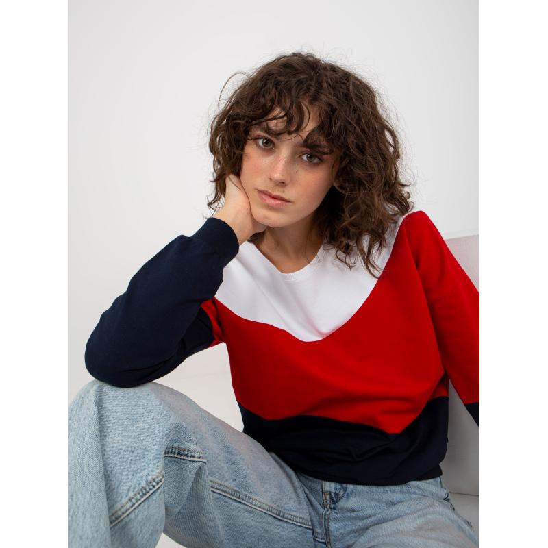 Női kapucnis pulóver SHERILYN fehér és tengerészkék