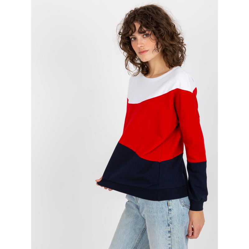 Női kapucnis pulóver SHERILYN fehér és tengerészkék