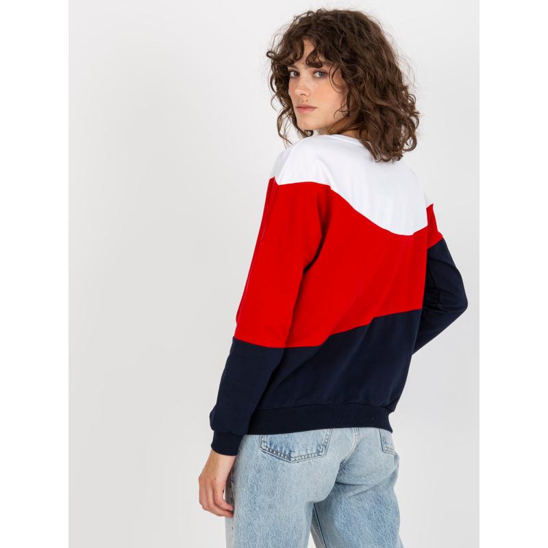 Női kapucnis pulóver SHERILYN fehér és tengerészkék