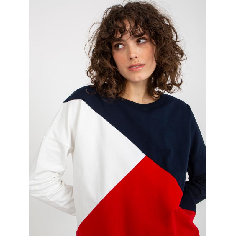 Női kapucnis pulóver BAB kék piros