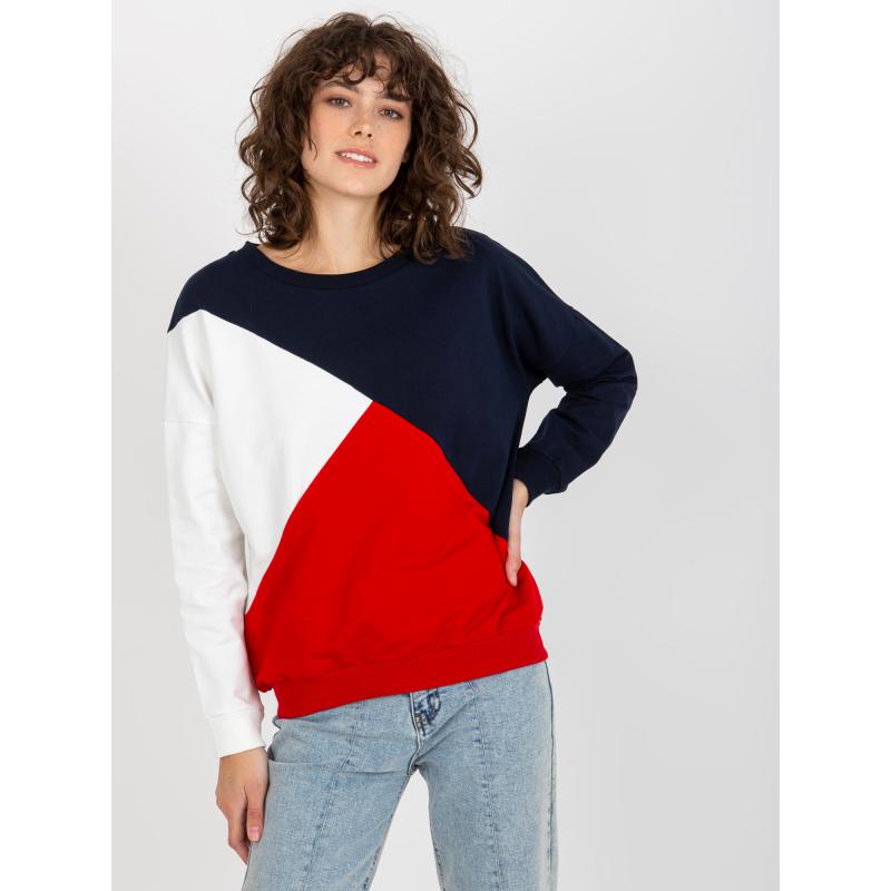 Női kapucnis pulóver BAB kék piros