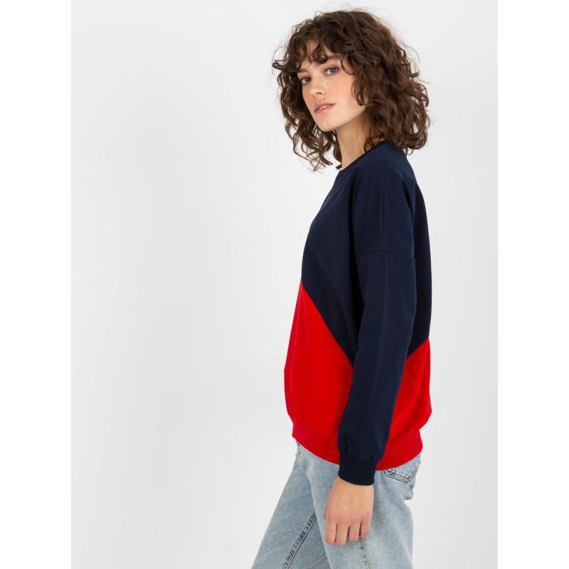 Női kapucnis pulóver BAB kék piros