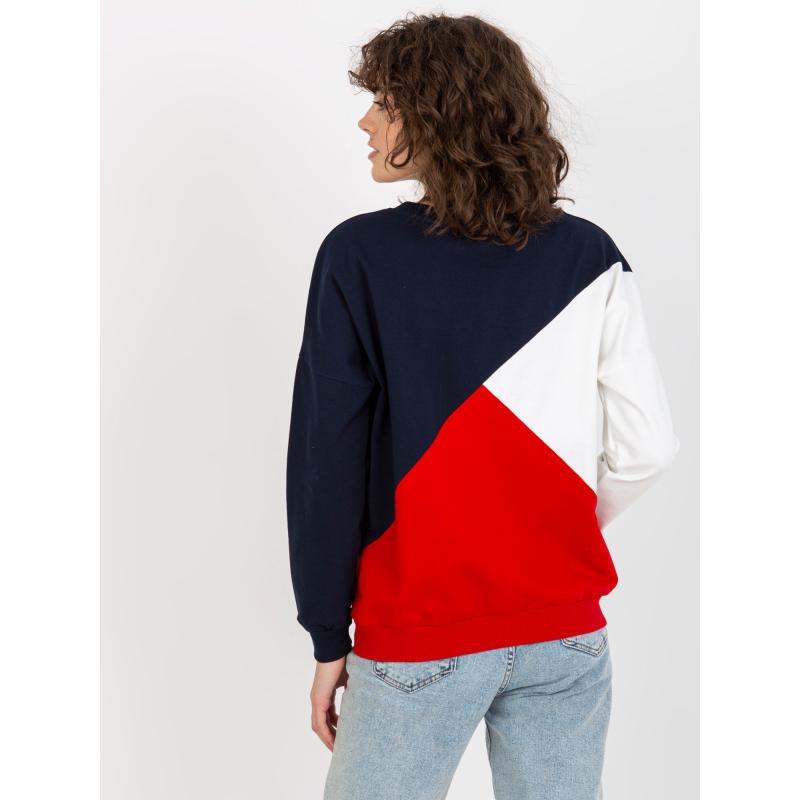 Női kapucnis pulóver BAB kék piros