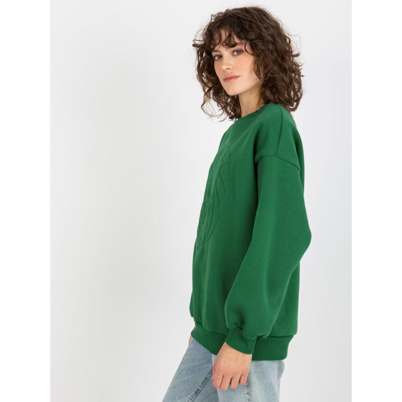 Női kapucnis pulóver hímzéssel PETUNIA sötétzöld