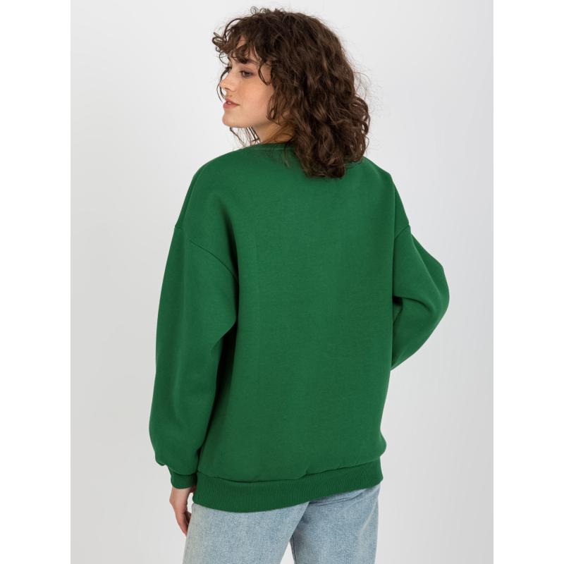 Női kapucnis pulóver hímzéssel PETUNIA sötétzöld