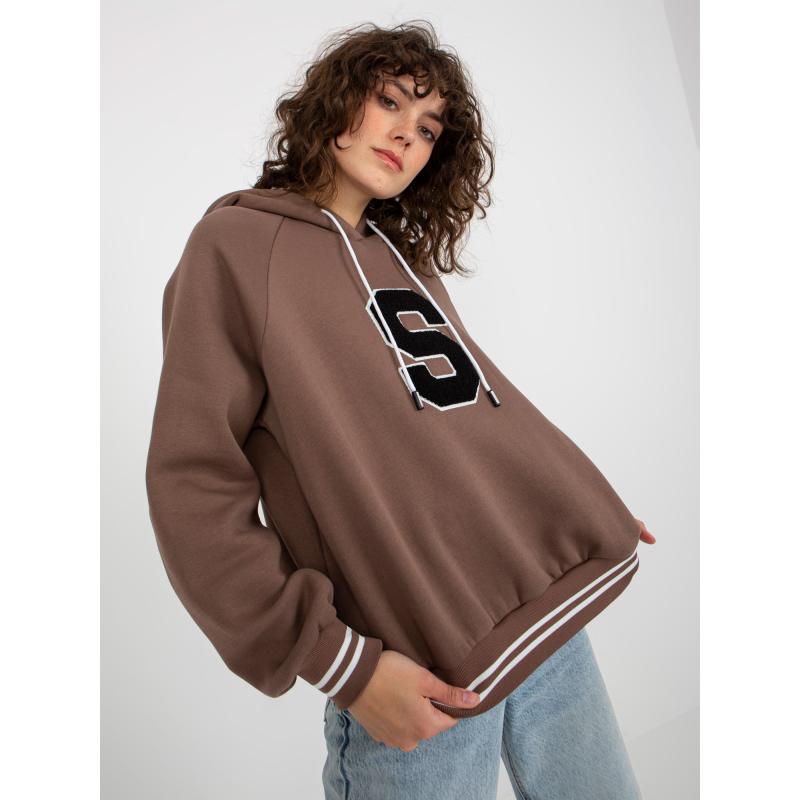 Dámská mikina s kapucí a písmenem S LISS hnědá 