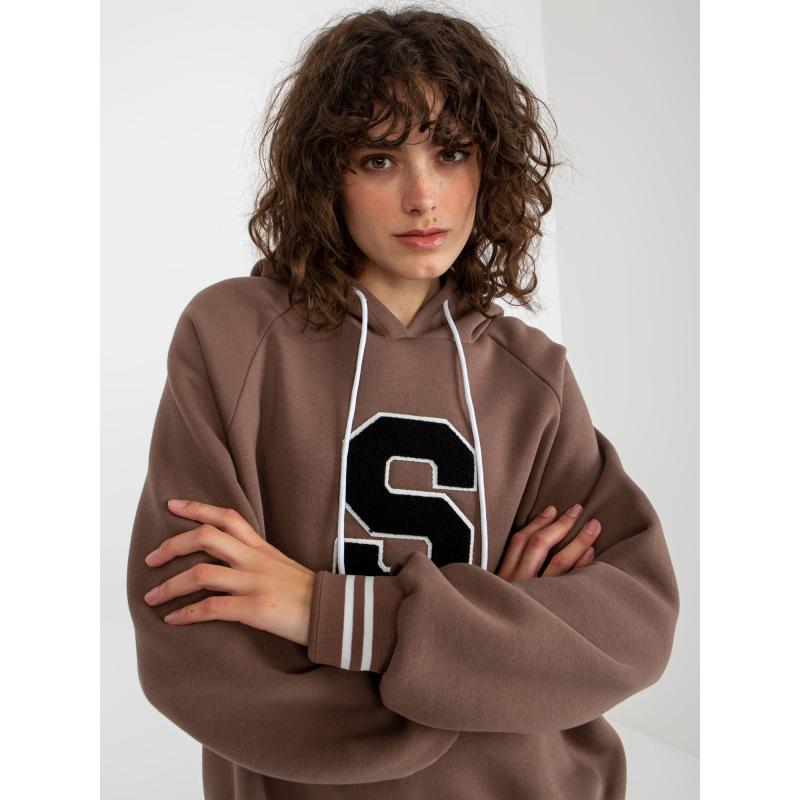Dámská mikina s kapucí a písmenem S LISS hnědá 