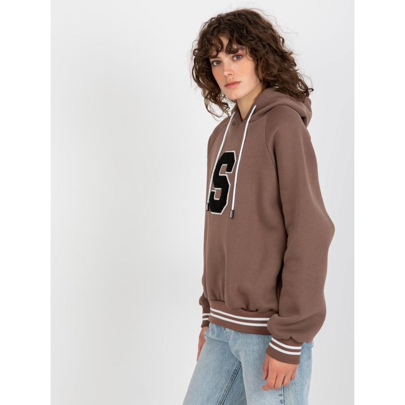 Dámská mikina s kapucí a písmenem S LISS hnědá 