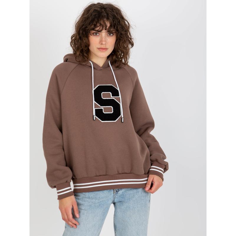 Dámská mikina s kapucí a písmenem S LISS hnědá 
