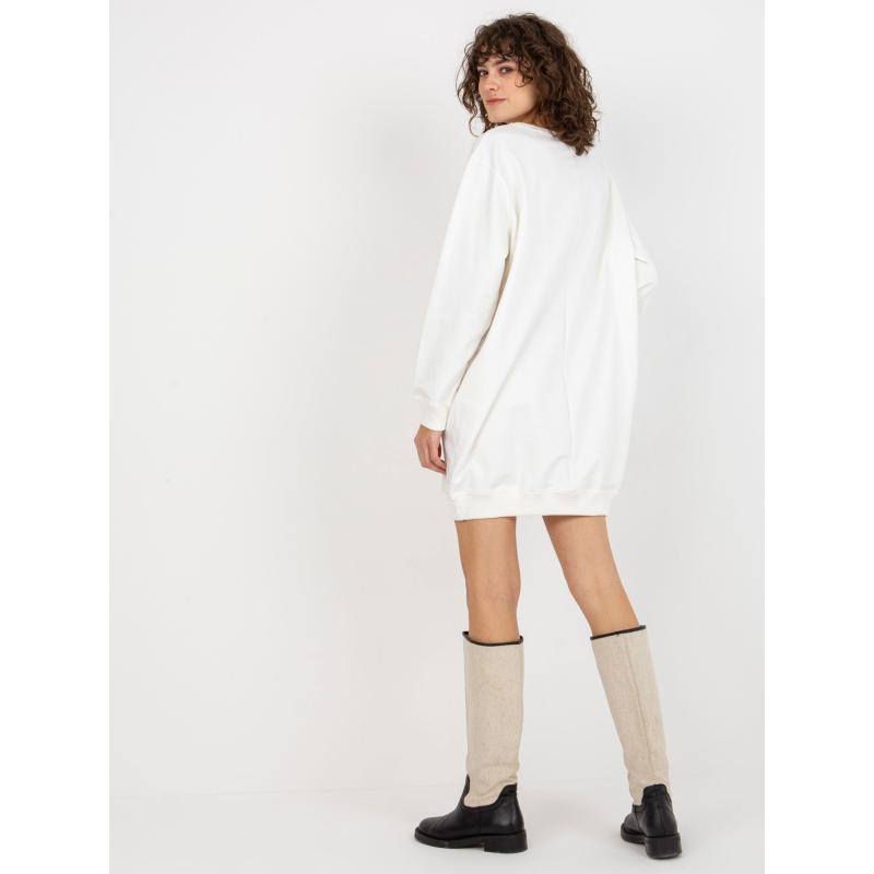 Dámska mikina s nápisom dlhá oversize ROSE ecru-ružová