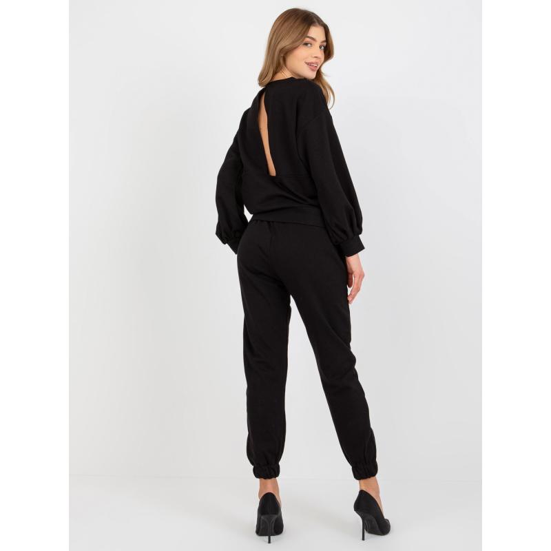 Női nyitott hátú pulóver szett ADELAIN fekete