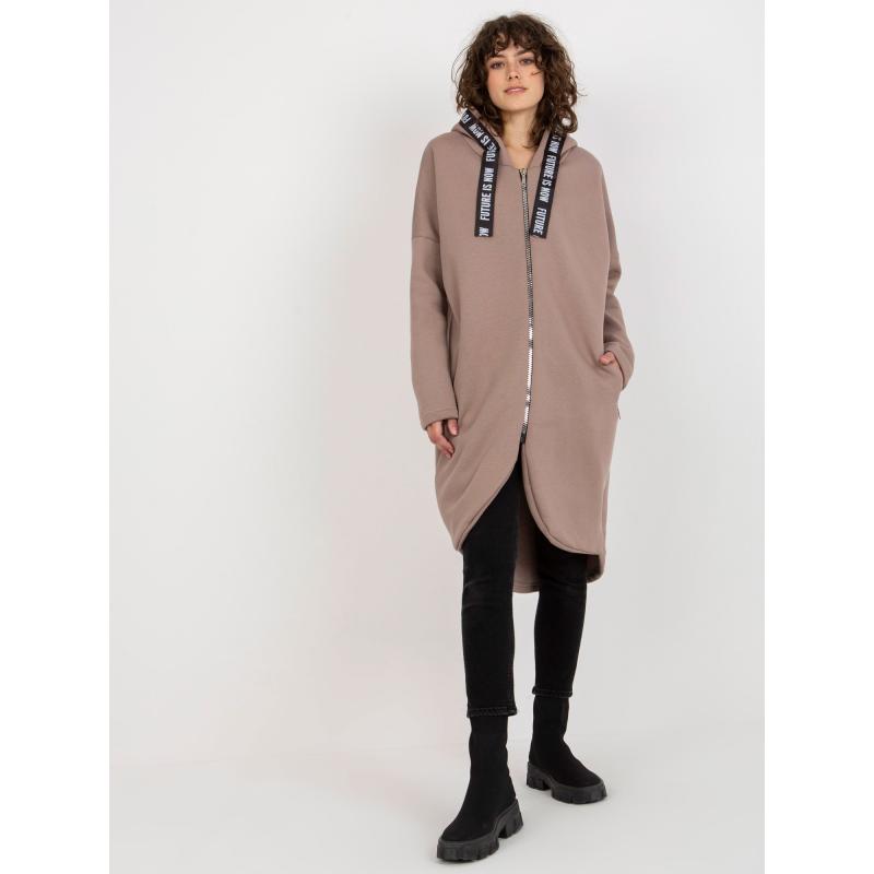 Női kapucnis pulóver CIARA sötét bézs