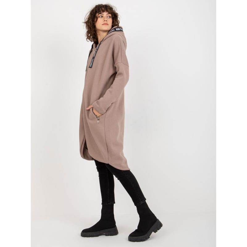 Női kapucnis pulóver CIARA sötét bézs