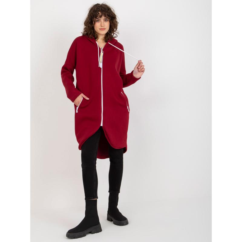 Női kapucnis, cipzáras pulóver STUNNING bordó