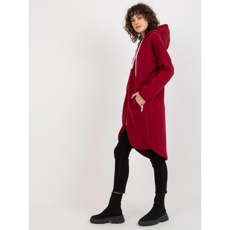 Női kapucnis, cipzáras pulóver STUNNING bordó