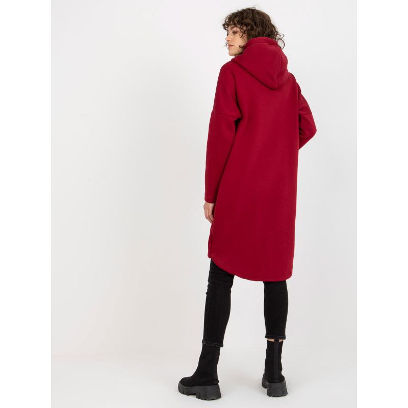 Női kapucnis, cipzáras pulóver STUNNING bordó