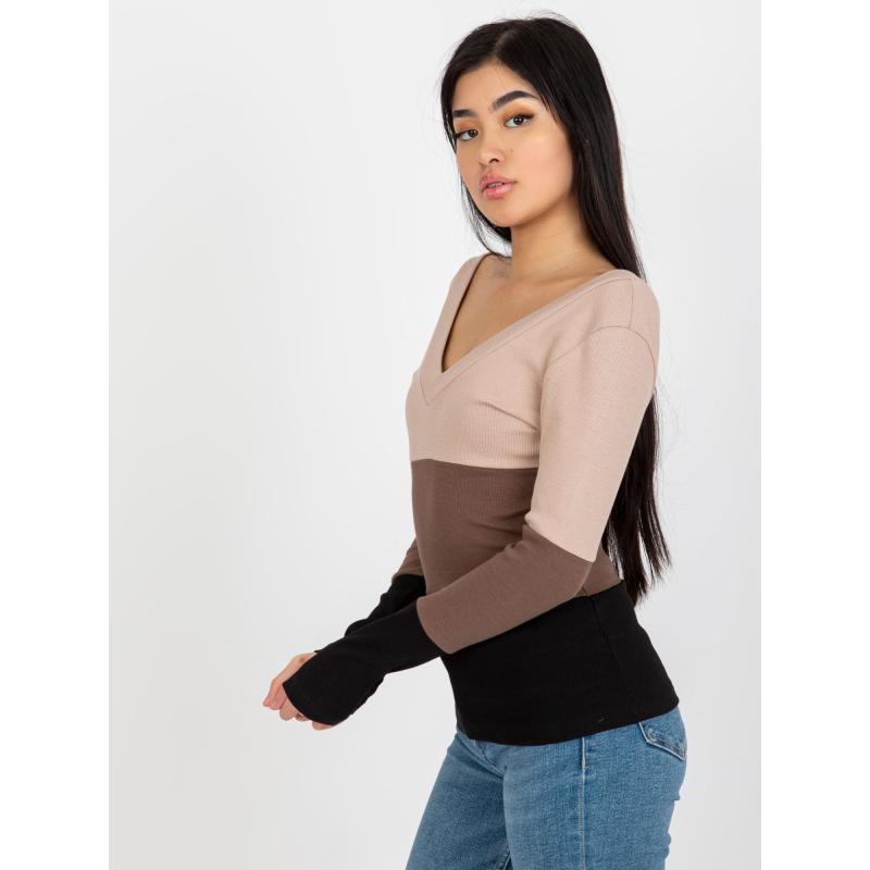 Dámská základní halenka RUE PARIS béžovo-černá 