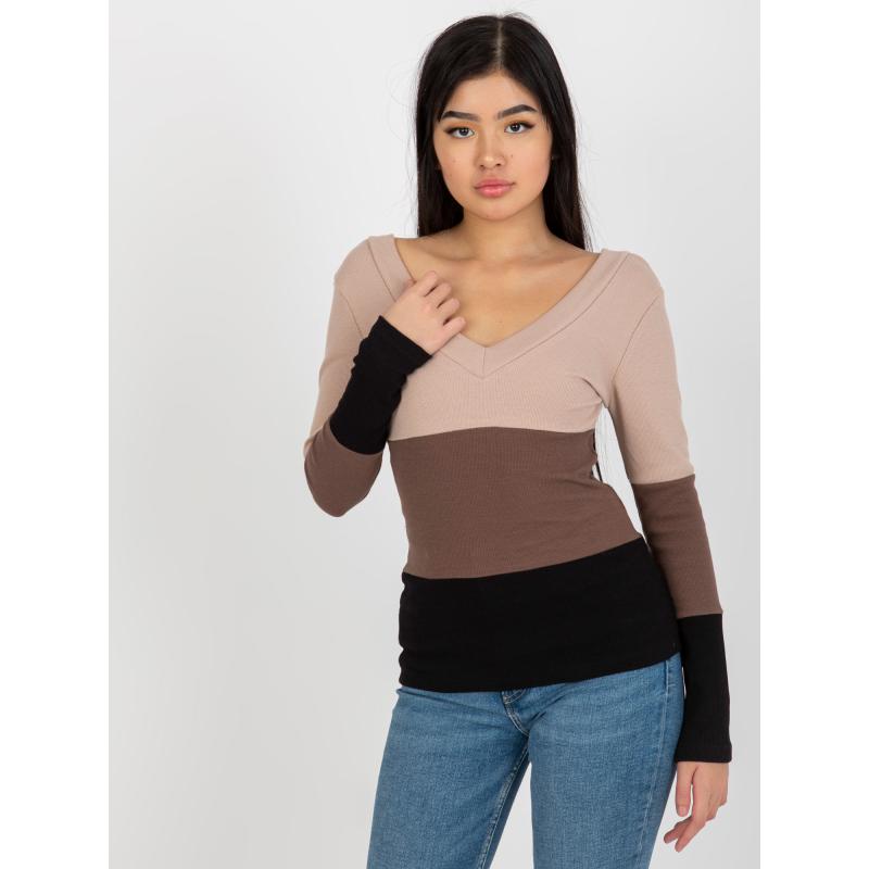 Dámská základní halenka RUE PARIS béžovo-černá 