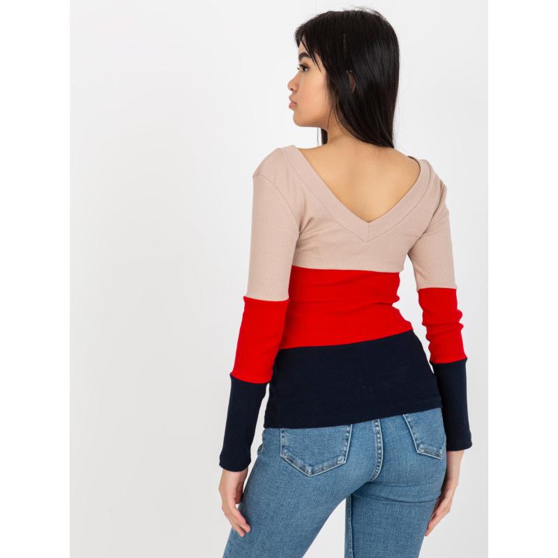 Dámská halenka pruhovaná RUE PARIS v béžová a tmavě modrá