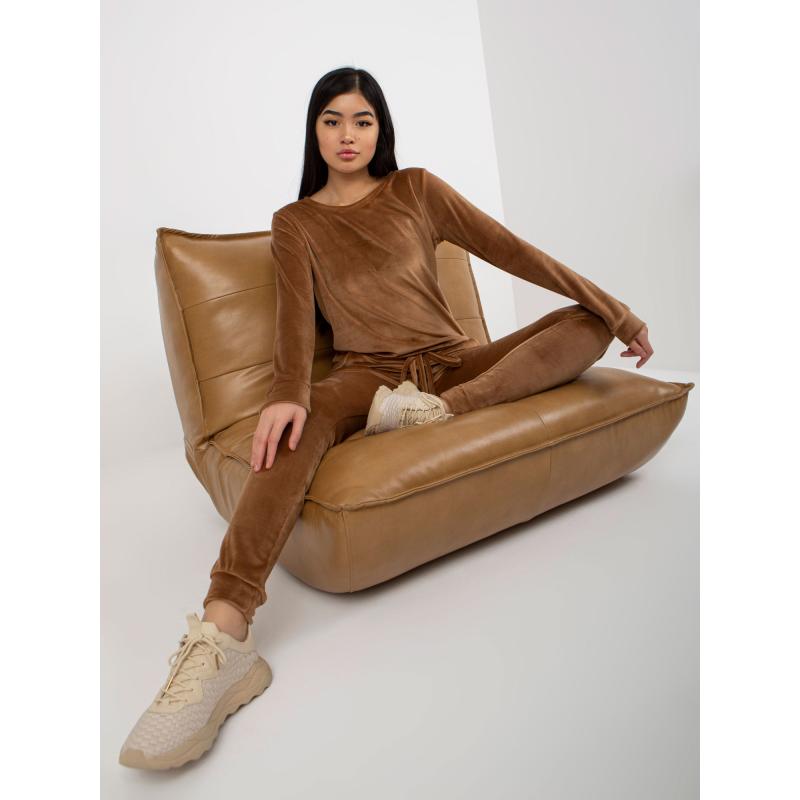 Dámský komplet s kalhotami Clarisa RUE PARIS hnědý