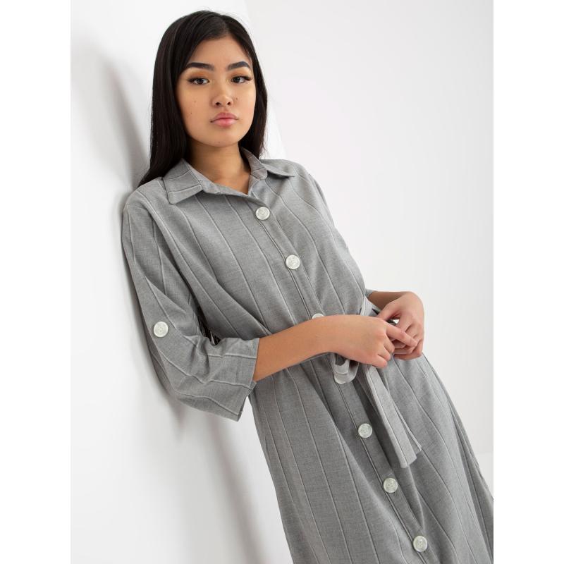 Női csíkos övvel ellátott ruha AVILON szürke
