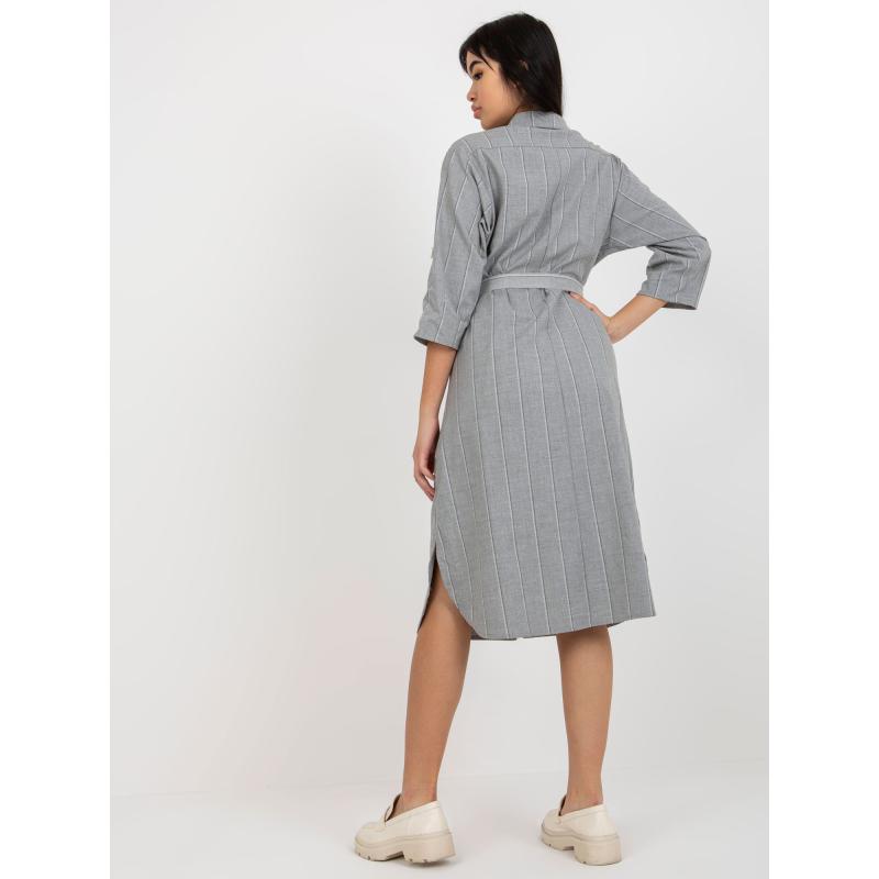 Női csíkos övvel ellátott ruha AVILON szürke